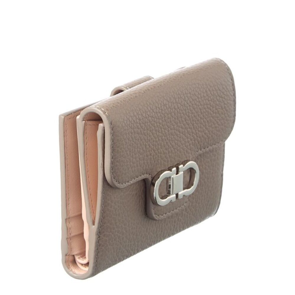 Ferragamo Gancini Leather Card Holder, Grey - Picture 4 of 4